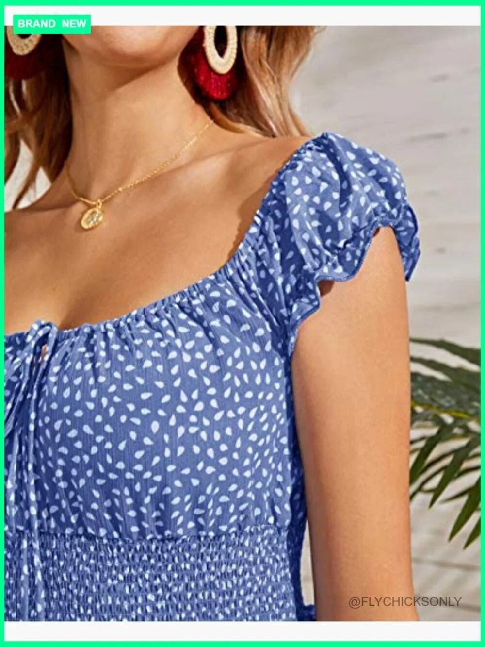 Smocked Ruffle Floral Tie Front Boho Mini Dress